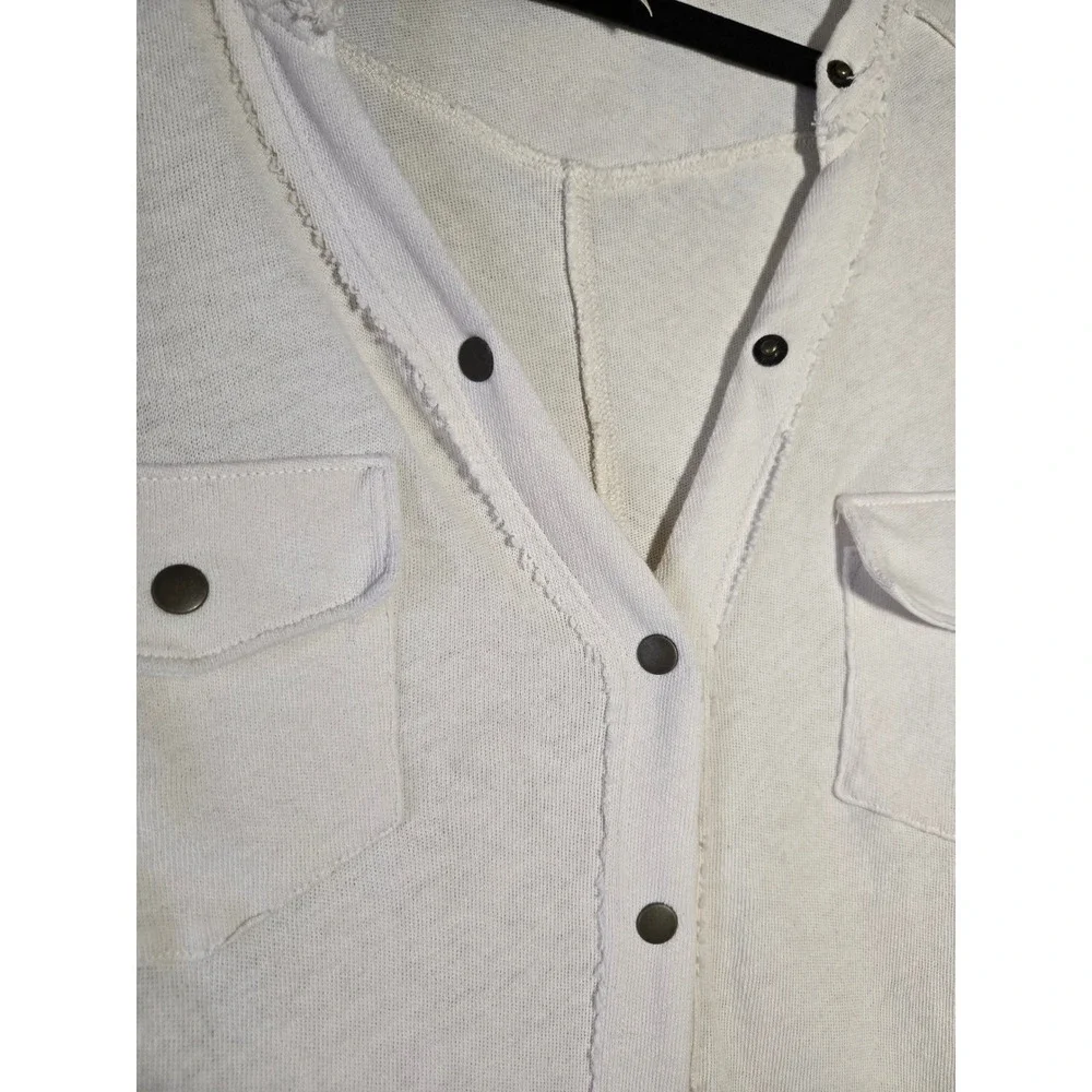 Free‎ People We The Free Ivory Snap Front Henley Top Small Boho Thermal Cotton